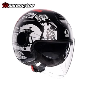 MŨ BẢO HIỂM 3/4 AGV ETERES - HISTORY MATT BLACK/WHITE/RED - 2024